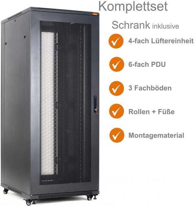 IT-BUDGET 19"-Serverschrank SRK Komplettset 42 HE 800x1000 mm Flatpack schwarz