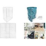 HYGOCLEAN Abfallkorb, Drahtgestell, 60 Liter, weiß aus Metall, weiß lackiert, freistehend & klappbar, - 1 Stück (88840)