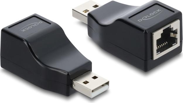 Delock Adapter USB 2.0 Typ-A Stecker zu Seriell RS-232 RJ45 Buchse schwarz (63290)