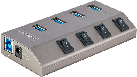StarTech.com 4-Port Self-Powered USB-C Hub with Individual On/Off Switches, USB3.0 5Gbps Expansion Hub w/Power Supply, Desktop/Laptop USB-C to USB-A Hub, 4x BC 1,2 (1,5A), USB Type C Hub - USB-C/A Host Cables (5G4AIBS-USB-HUB-EU) - Hub - 4 x USB 3,2 Gen 1 - Desktop (5G4AIBS-USB-H
