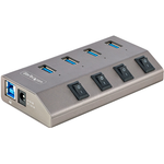 StarTech.com 4-Port Self-Powered USB-C Hub with Individual On/Off Switches, USB3.0 5Gbps Expansion Hub w/Power Supply, Desktop/Laptop USB-C to USB-A Hub, 4x BC 1,2 (1,5A), USB Type C Hub (5G4AIBS-USB-HUB-EU)
