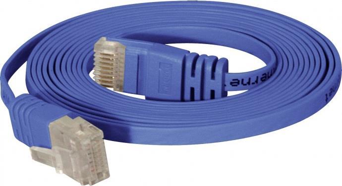 High Quality Patchkabel, flach, U/UTP, ungeschirmt, Cat 6, blau, 1,0 m Superflaches Patchkabel z.B. für die Verlegung unter Teppichböden und Fußleisten (77801B)