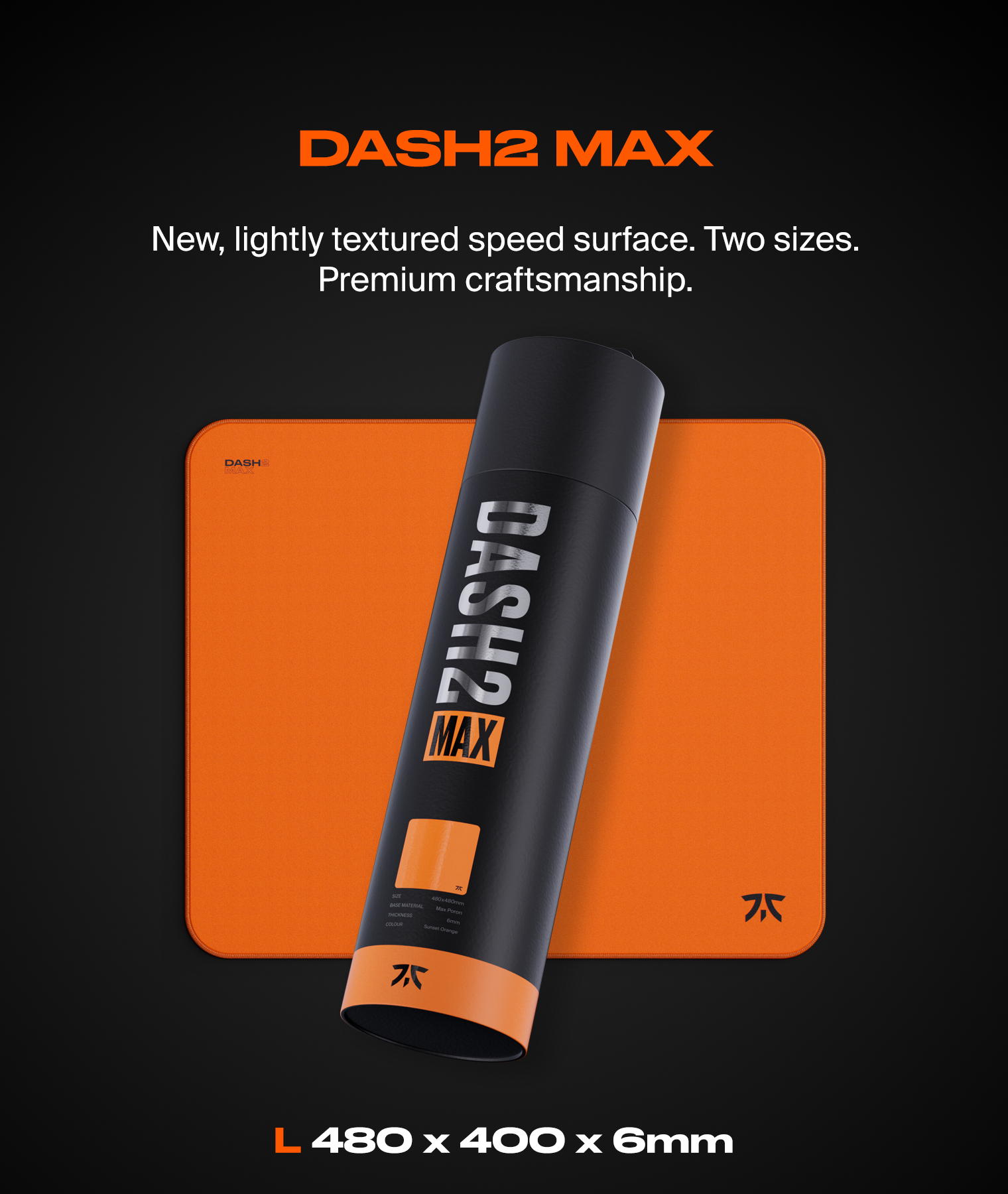 Fnatic DASH2 MAX Gaming-Mauspad 48 x 40 cm Orange