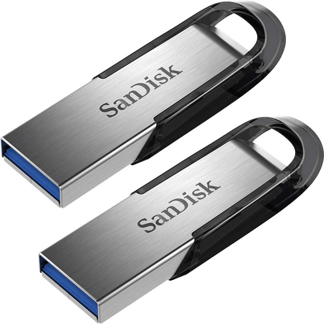 SanDisk Ultra Flair 256GB Silber/Schwarz 2er Pack - USB-Stick, Typ-A 3.0 (SDCZ73-256G-G46-X2)