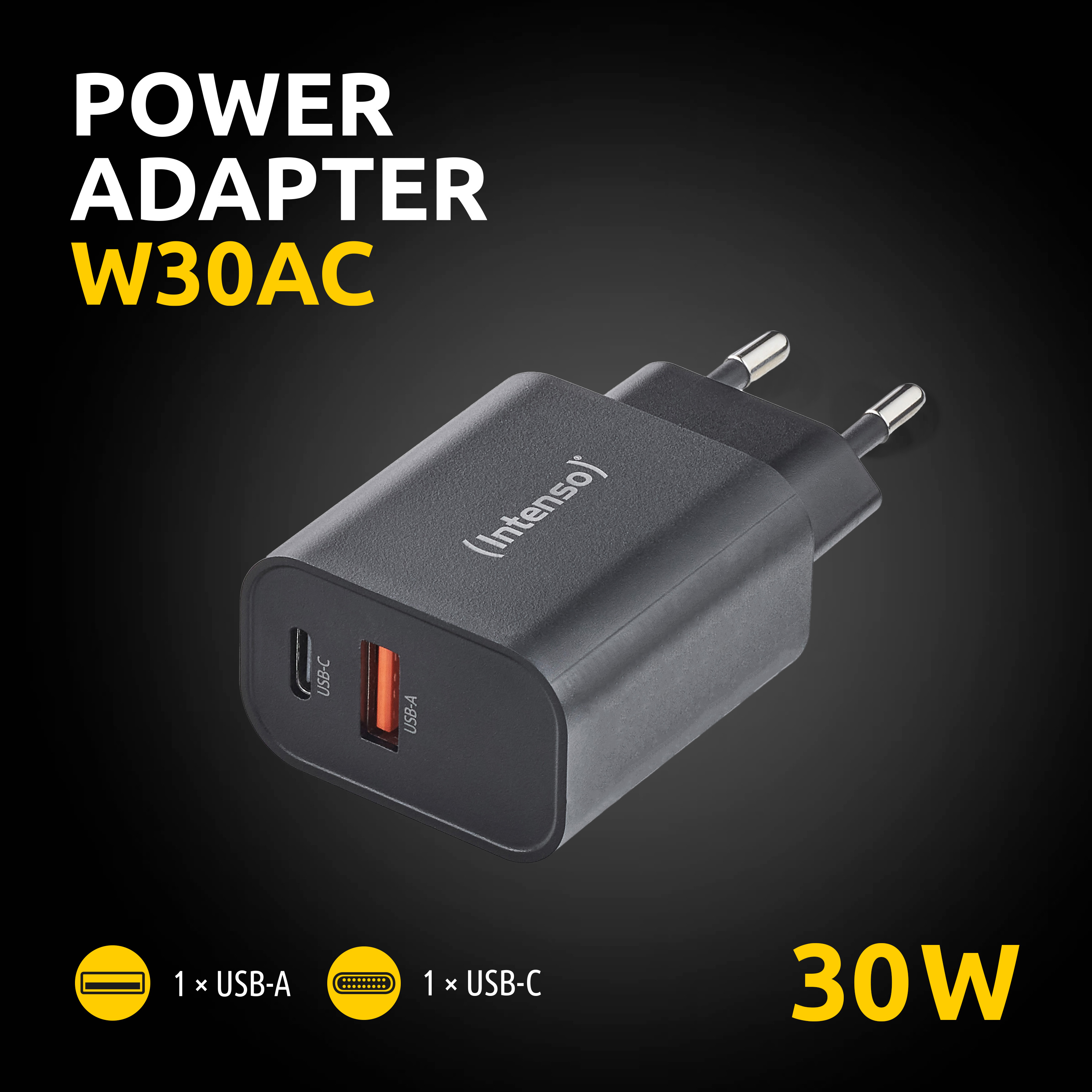 Intenso Power Adapter W30AC USB-Netzteil 30 W Schwarz