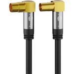Goobay TV Antennenkabel (135 dB typ), 4x geschirmt, 10 m, Schwarz - vergoldet, Koax-Buchse 90° > Koax-Stecker 90° (70475)