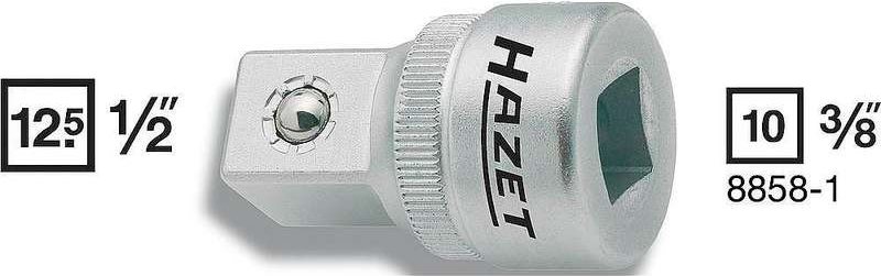 Hazet Adapter, Innenvierkant 10 mm (3/8" ) auf Außenvierkant 12,5 mm (1/2") 8858-1 (8858-1)