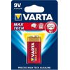 VARTA Alkaline Batterie "Max Tech", E-Block (9V/6LR61) 9,0 Volt, Maße: (B)26,5 x (T)17,5 x (H)48,5 mm, - 1 Stück (04722 101 401)