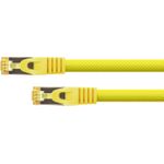 Python® Series RJ45 Patchkabel mitCat.7 Rohkabel, Rastnasenschutz (RNS®) und Nylongeflecht, S/FTP, PiMF, halogenfrei, 600MHz, OFC, gelb, 5m (8070PY-050Y)