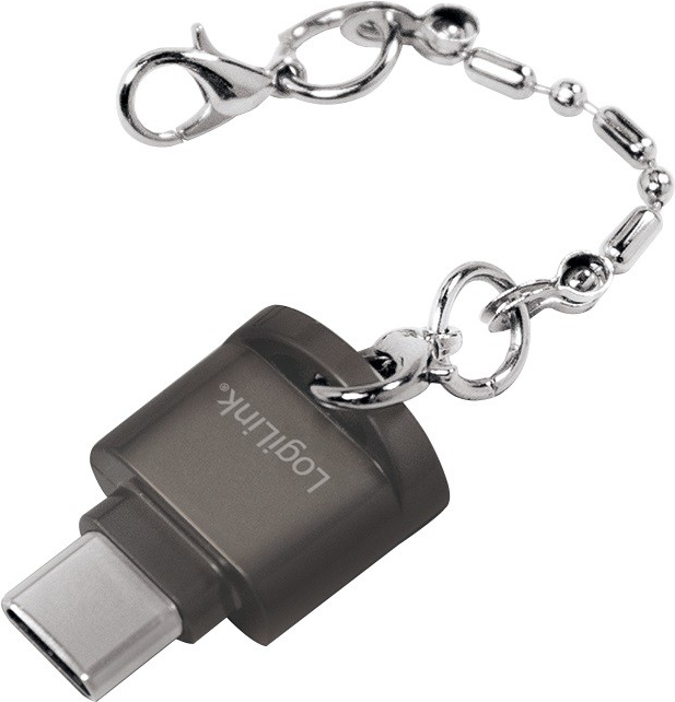 LogiLink USB 2.0 Card Reader als Schlüsselanhänger, schwarz Mini-Format, mit beidseitig verwendbaren USB-C Stecker, - 1 Stück (CR0039)