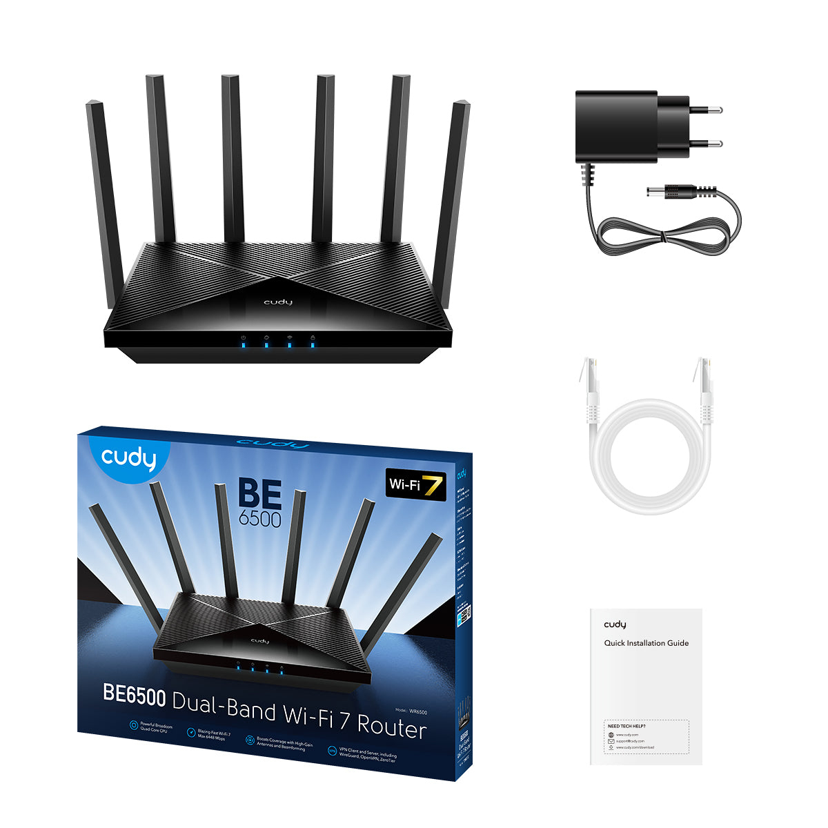 Cudy WR6500H Wi-Fi 7 WLAN-Router 6.5 Gbps Schwarz