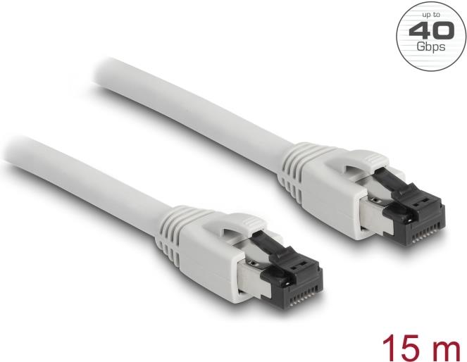 Delock RJ45 Netzwerkkabel Cat.8.1 S/FTP 15 m bis 40 Gbps grau (80565)