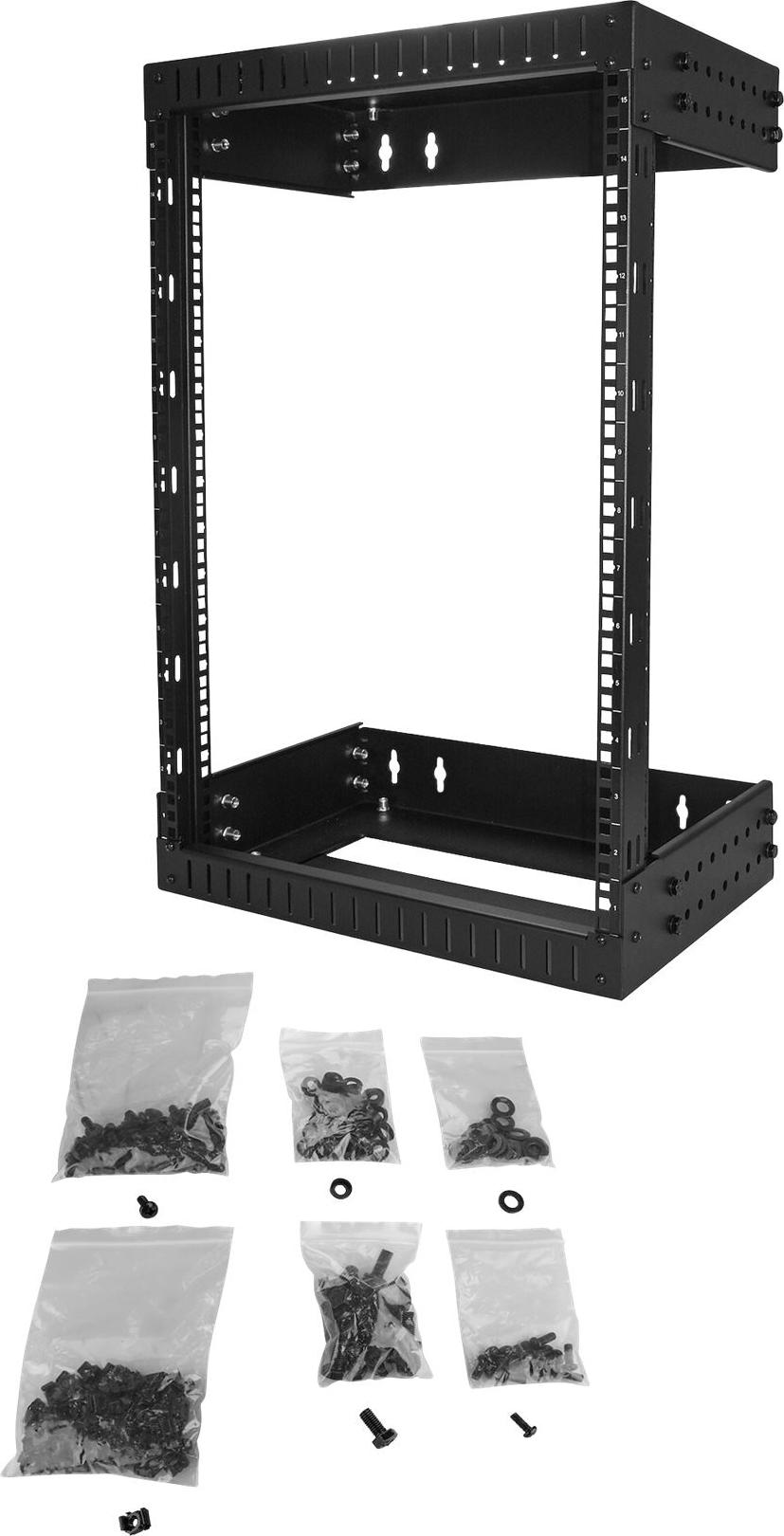 StarTech.com 15HE Wandmontage Open Frame Server-Rack 19" Einstellbare Tiefe Schwarz