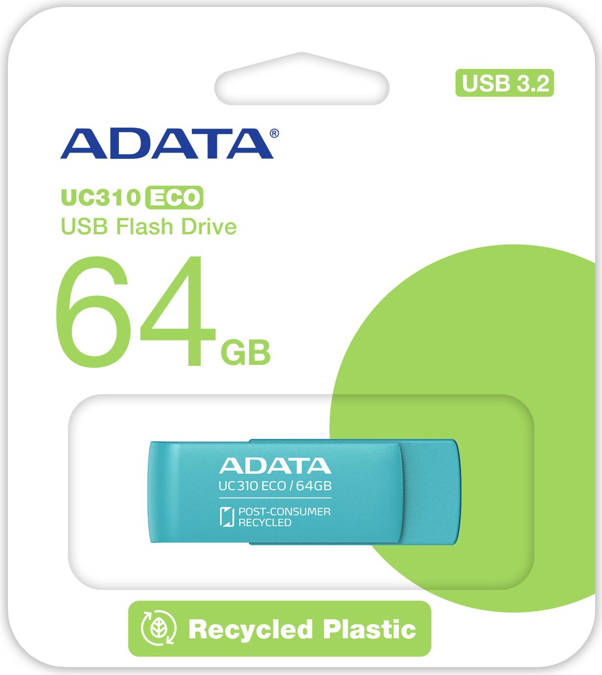 ADATA UC310 ECO USB-Stick 64 GB USB Typ-A 3.2 Gen 1 (3.1 Gen 1) Grün (UC310E-64G-RGN)