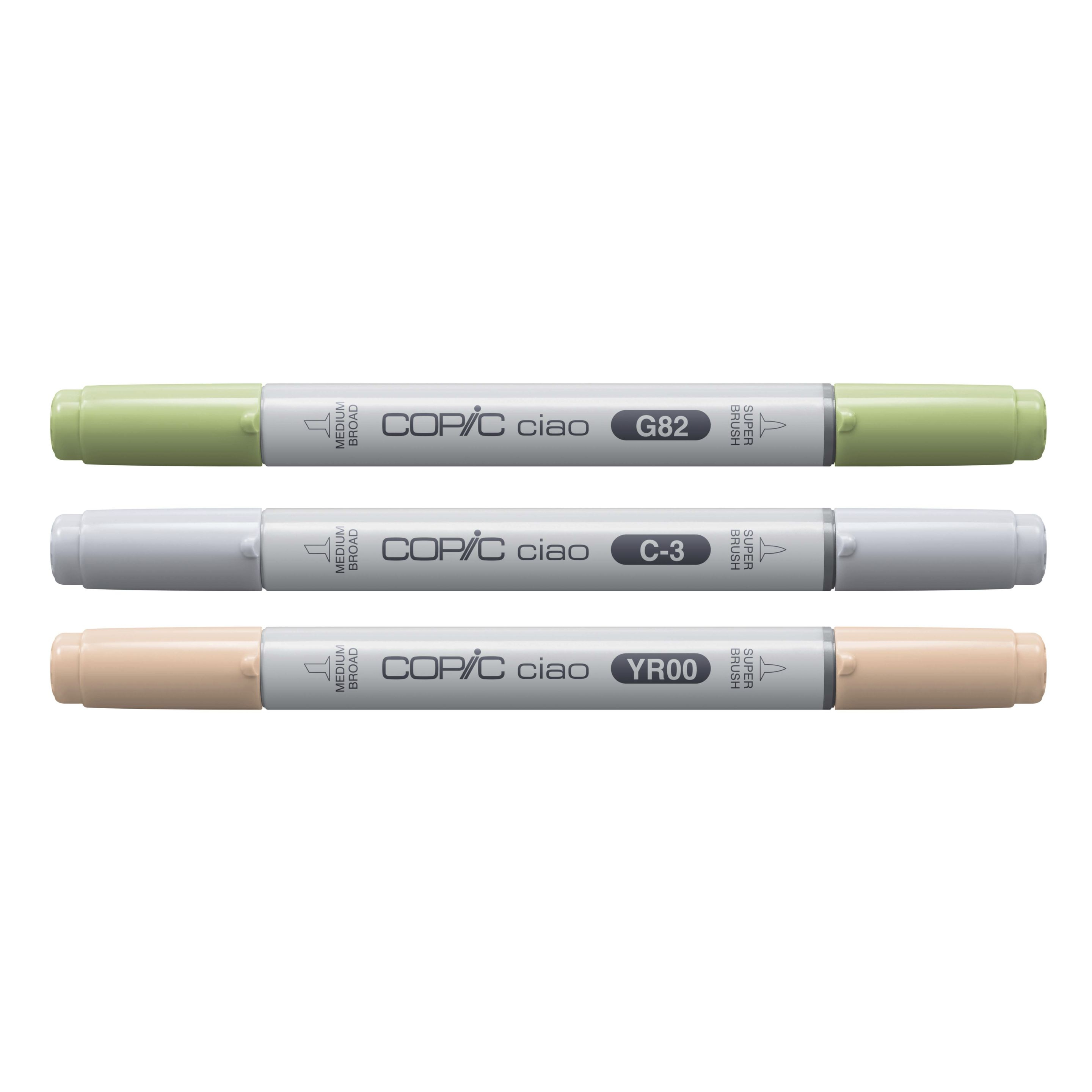 COPIC Ciao Natural Palette Layoutmarker-Set 1,0 + 6,0 mm, 3 Stück, farbsortiert