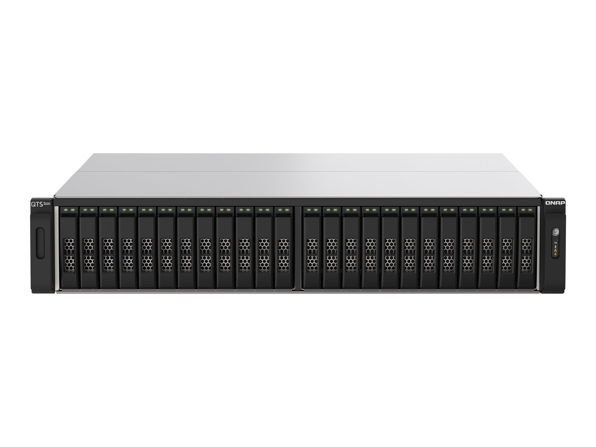 QNAP TS-H2490FU NAS-Server 24-Bay NVMe All-Flash AMD EPYC 7302P 128 GB RAM 25 GbE Schwarz, Grau