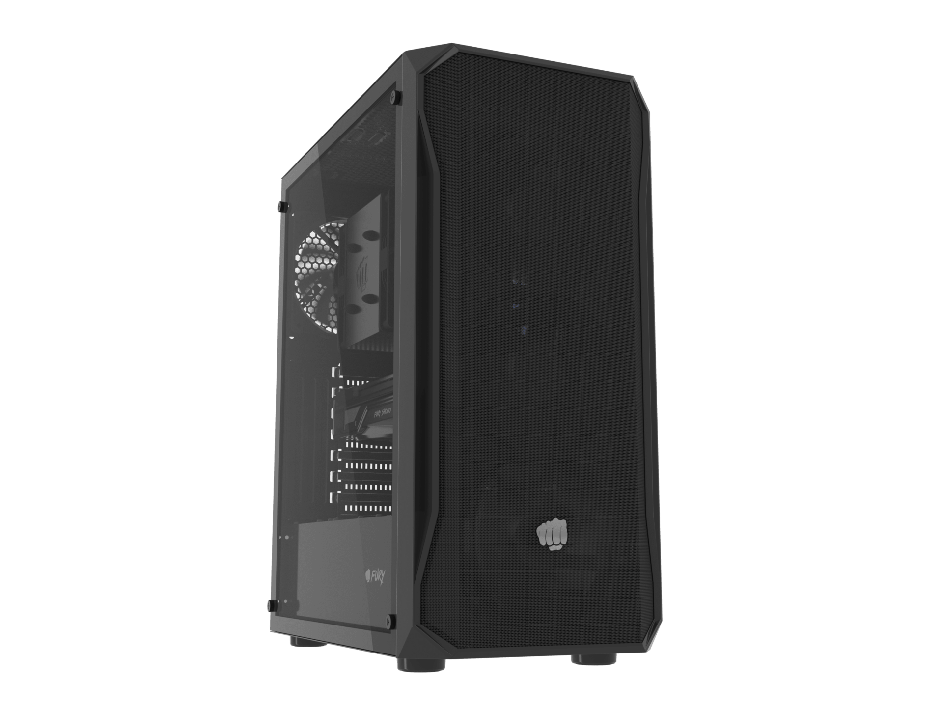 FURY Shobo SH4F Midi Tower PC-Gehäuse ATX/micro ATX/Mini-ITX Gehärtetes Glas Schwarz