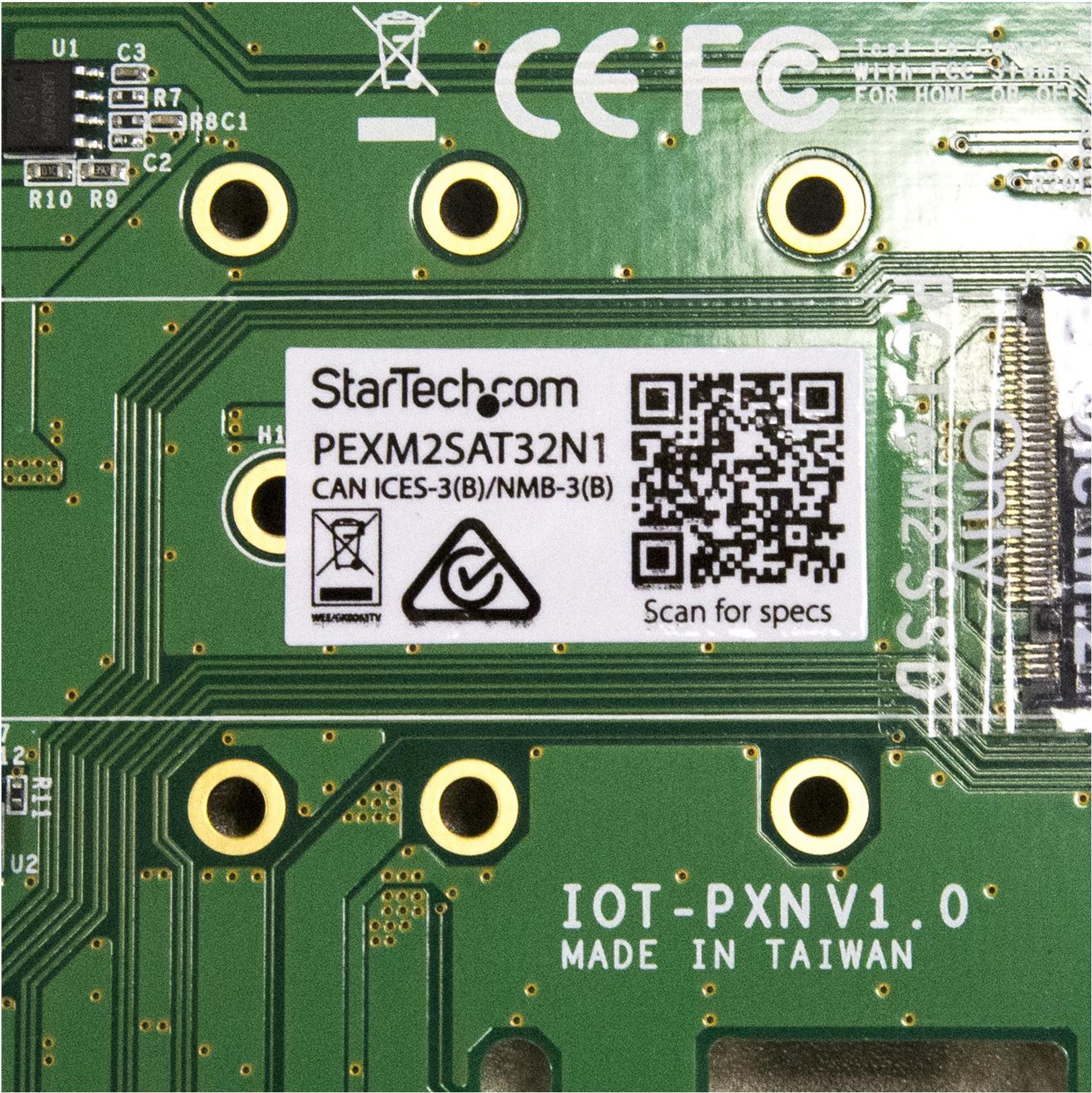 StarTech.com M.2 SSD-Adapterkarte PEXM2SAT32N1, 3x M.2 (1x PCIe NVMe + 2x SATA III), PCIe 3.0