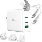 j5create Netzteil 3-port, GaN, with changeable AC plugs and USB-C cable (JUP3565CV-N)