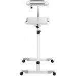 MANHATTAN Projektionstisch auf Rollen für Notebook und Beamer Zwei Ablagen für Geräte bis jeweils 10 kg, -/+ 35° neigbar, 360° schwenkbar, höhenverstellbar, grau/weiß (461726)