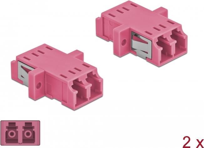 DeLOCK - Netzwerkkoppler - LC Multi-Mode (W) bis LC Multi-Mode (W) - Glasfaser - OM4 - violett (Packung mit 2) (86537)