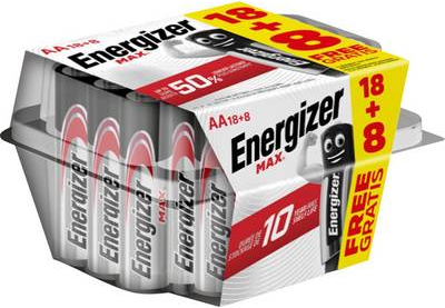 Energizer Max 18+8 gratis Mignon (AA)-Batterie Alkali-Mangan 1.5 V 26 St. (E301644100)