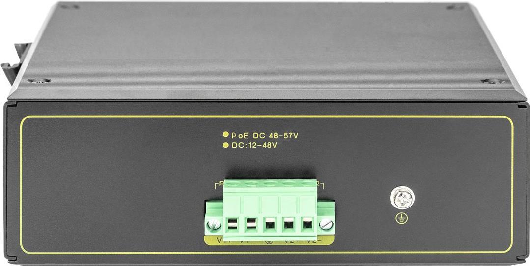 Digitus DN-651109 Industrial 4-Port Gigabit PoE+ Switch mit 2x SFP Uplink, DIN-Rail, Schwarz