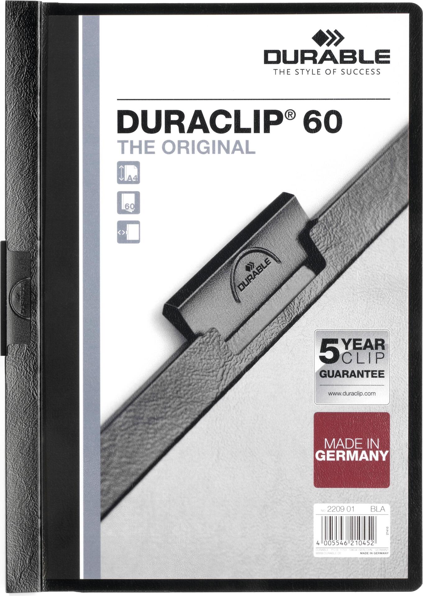 DURABLE Klemmmappe DURACLIP® 60 A4 SB-Verpackung 5 Beutel à 5 St. 223801