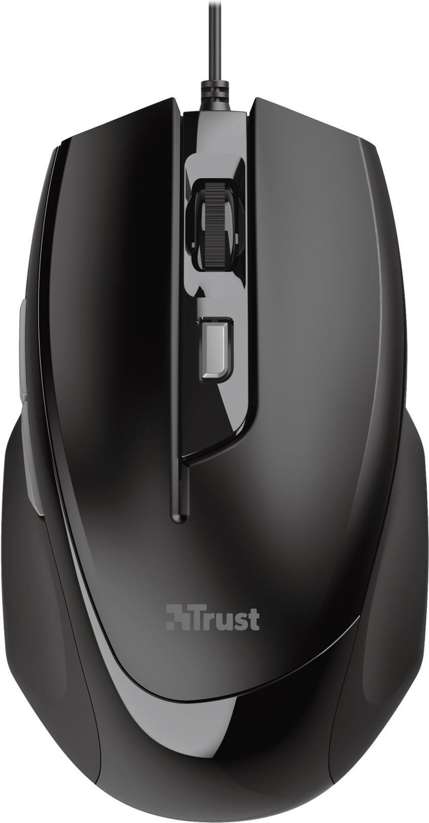 Trust Voca Comfort Maus USB 2400 DPI 6 Tasten Schwarz