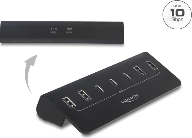 Delock USB 10 Gbps Hub mit 3 USB Type-C™ und 4 USB Typ-A Ports (64283)