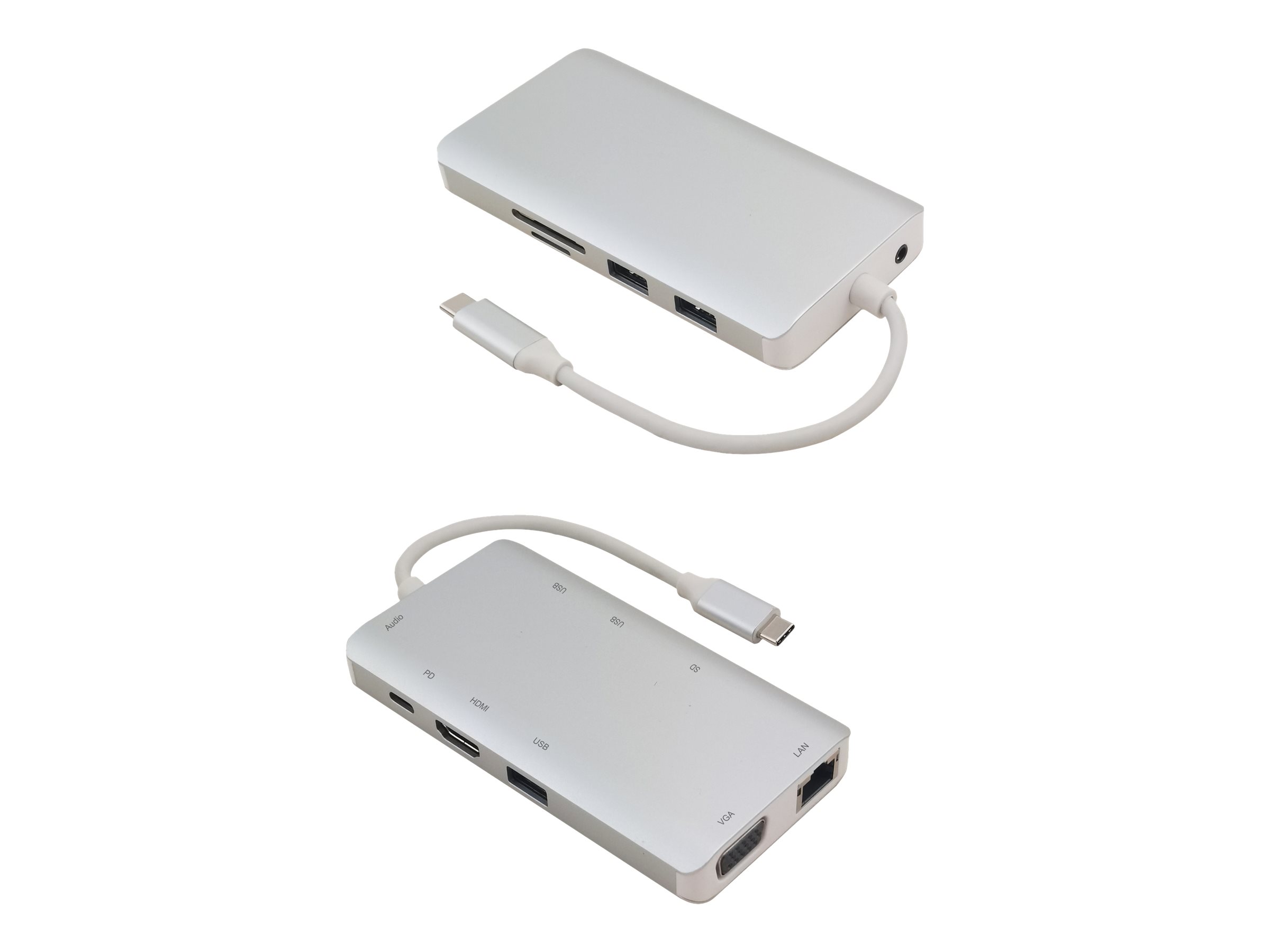 Helos Premium Dockingstation USB-C 3.1 HDMI VGA LAN Silber