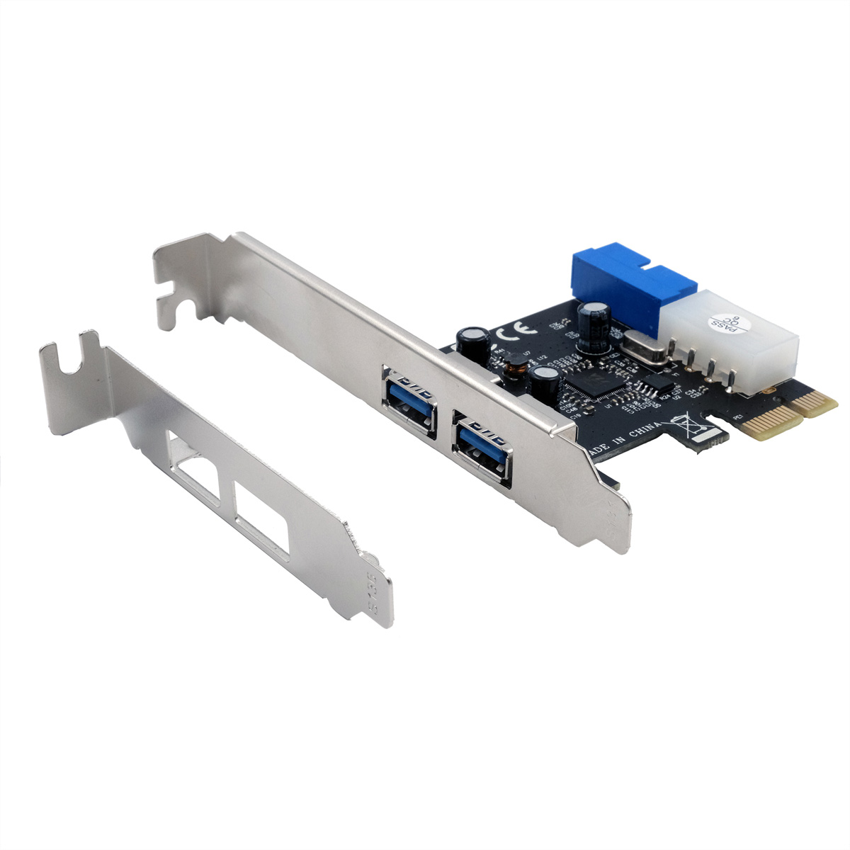 Exsys EX-11049 PCIe USB 3.2 Gen 1 Schnittstellenkarte 2+2 Ports Schwarz/Silber