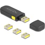 Delock USB Port Blocker Set für USB Typ-A Buchse 4 Stück + Verschlusswerkzeug (22031)