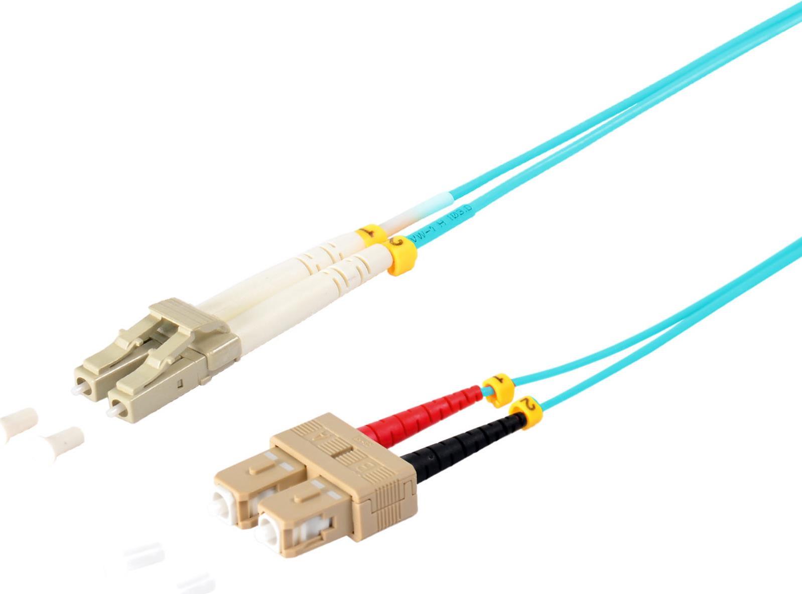 S/CONN maximum connectivity LWL-Duplex Patchkabel LC/SC 50/125µ, OM3, aqua, 5,0 m (77955/3)