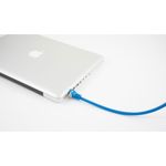 Patchkabel mitCat.7 Rohkabel und angespritztem Cat 6a RJ45 Stecker mit Rastnasenschutz, S/FTP, PiMF, halogenfrei, 600MHz, blau, 0,25m (75511-0.25B)