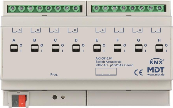 MDT AKI-0816.04 Schaltaktor 8-fach, 8TE, REG (AKI-0816.04)