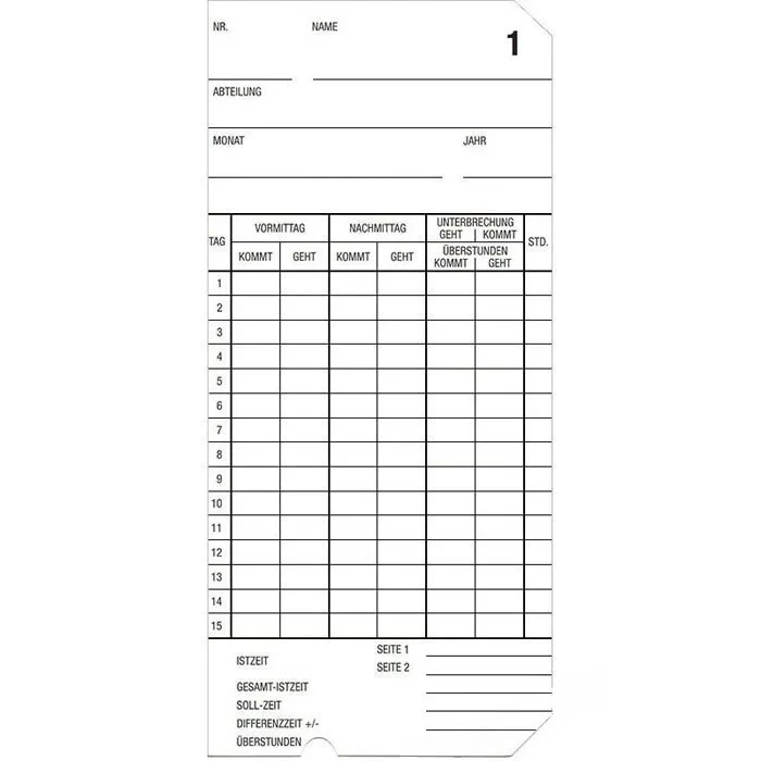 STEMPELKARTE TYP 2-6 1P.=500 (B01820339500)