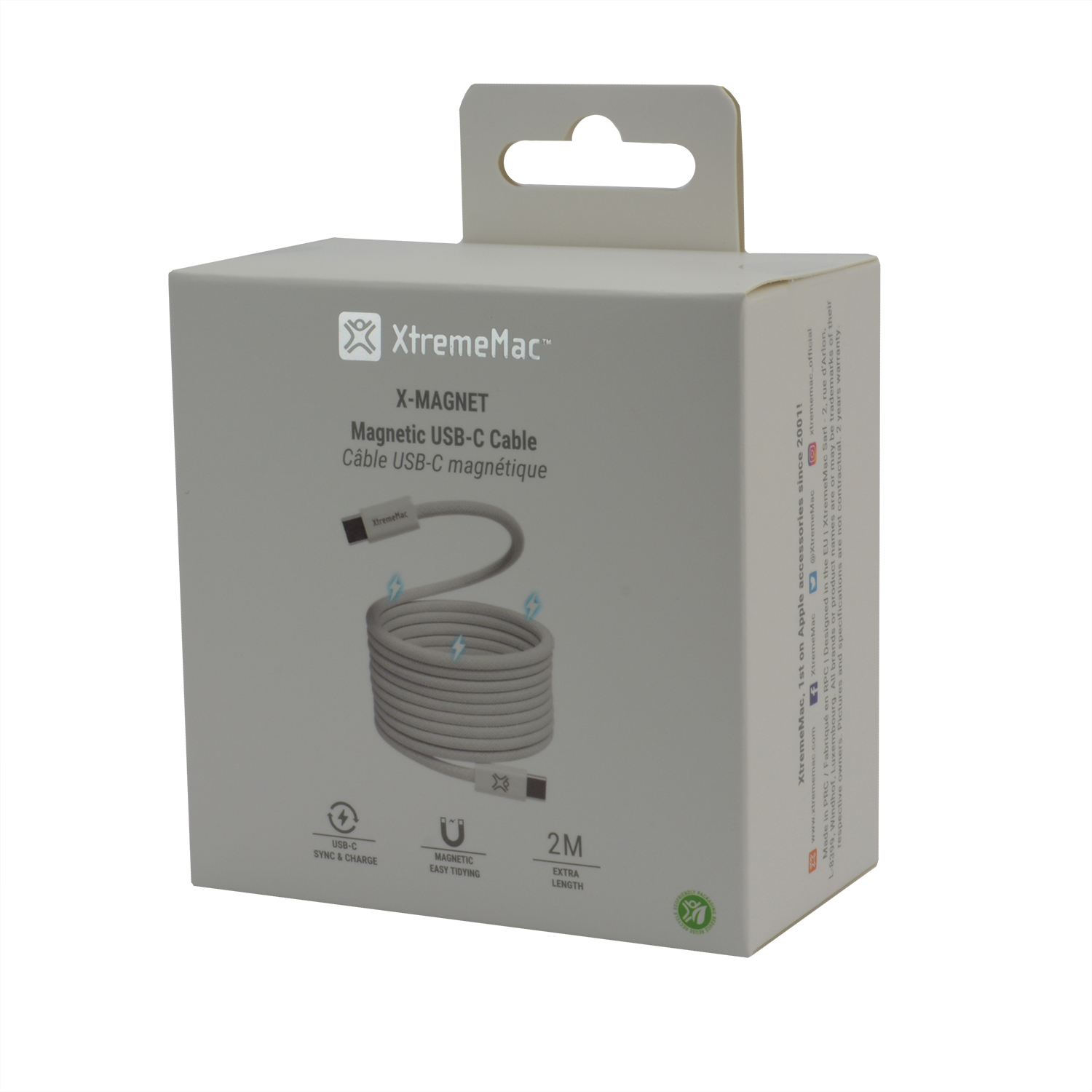 XtremeMac X-Magnet USB-C Kabel 2 m 60W magnetisch Weiß