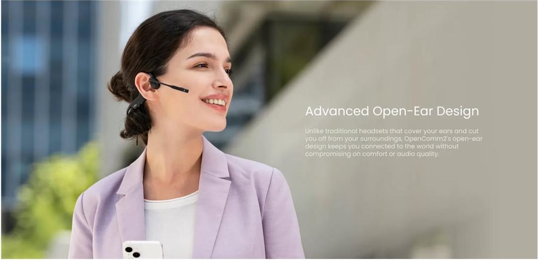 Shokz OpenComm2 2025 Upgrade Headset Bluetooth Knochenleitung IP55 Schwarz