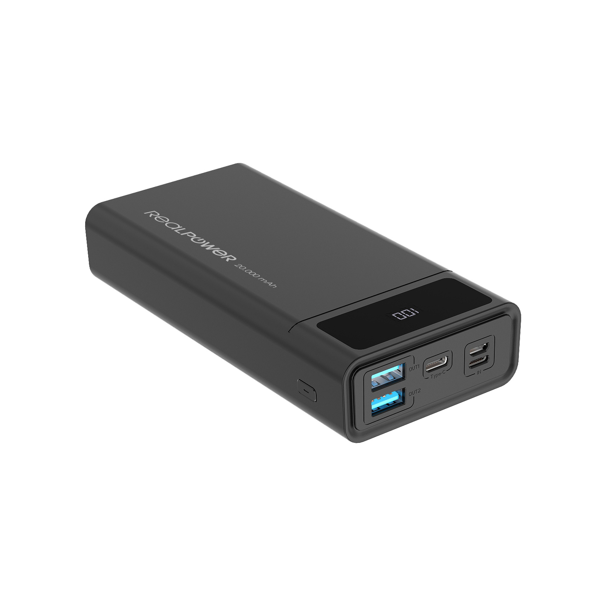 RealPower PB-20k PD Powerbank 20000 mAh 18 W Schwarz