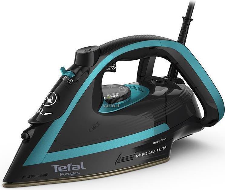 Tefal Puregliss FV8066E0 Bügeleisen Trocken- & Dampfbügeleisen Durilium AirGlide Autoclean soleplate 3000 W Schwarz - Blau (FV8066E0)