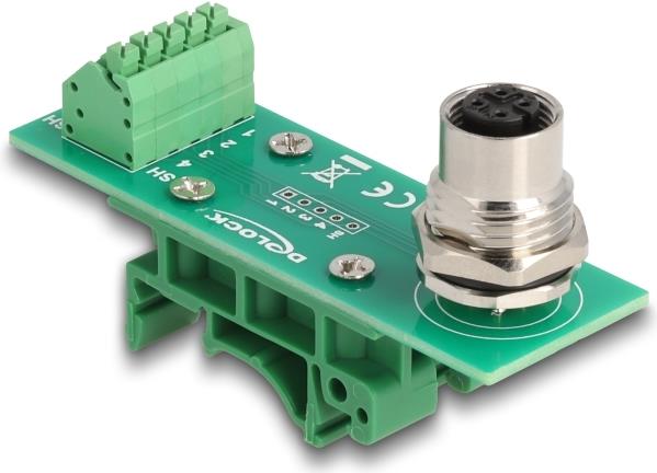 Delock M12Übergabemodul Adapter 4 Pin A-kodiert Buchse zu 5 Terminalblock für (60658)