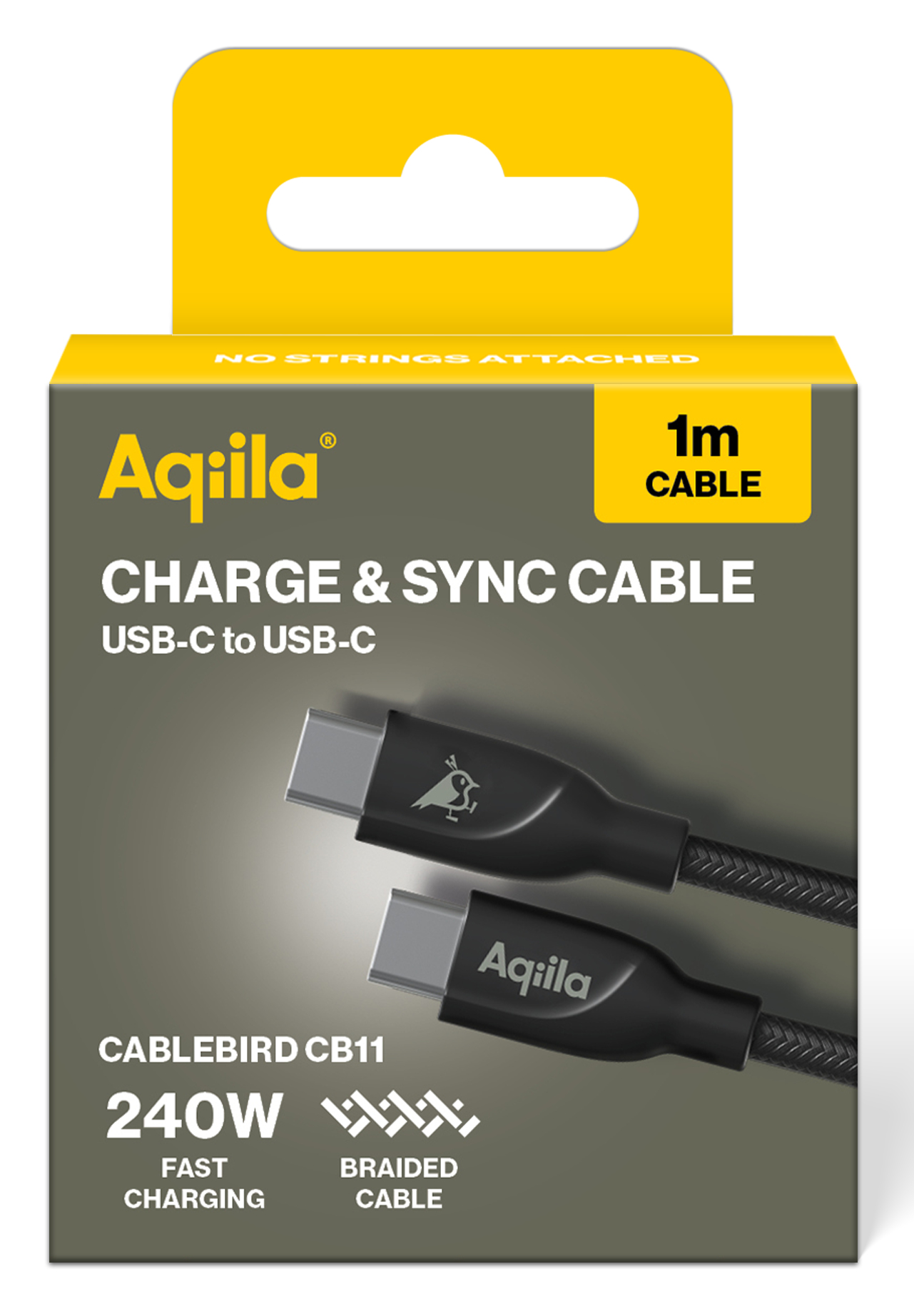 Aqiila Cablebird B2BD867 USB-C auf USB-C Kabel 1 m Schwarz