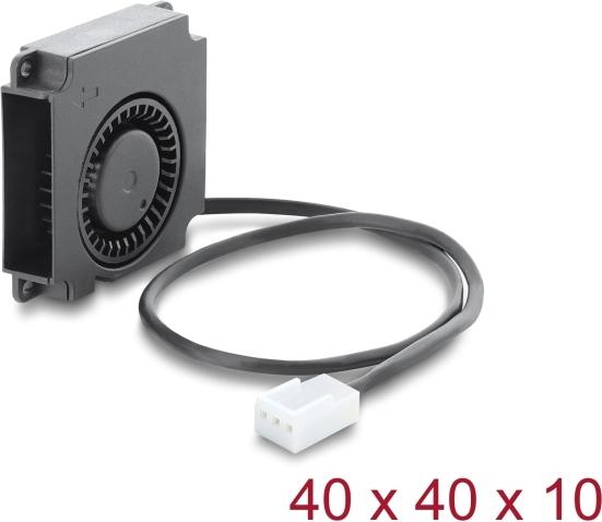 Delock Radiallüfter / Lüftergebläse 12 V DC 40 x 40 x 10 mm mit 3-Pin Lüfteranschluss, schwarz (67488)