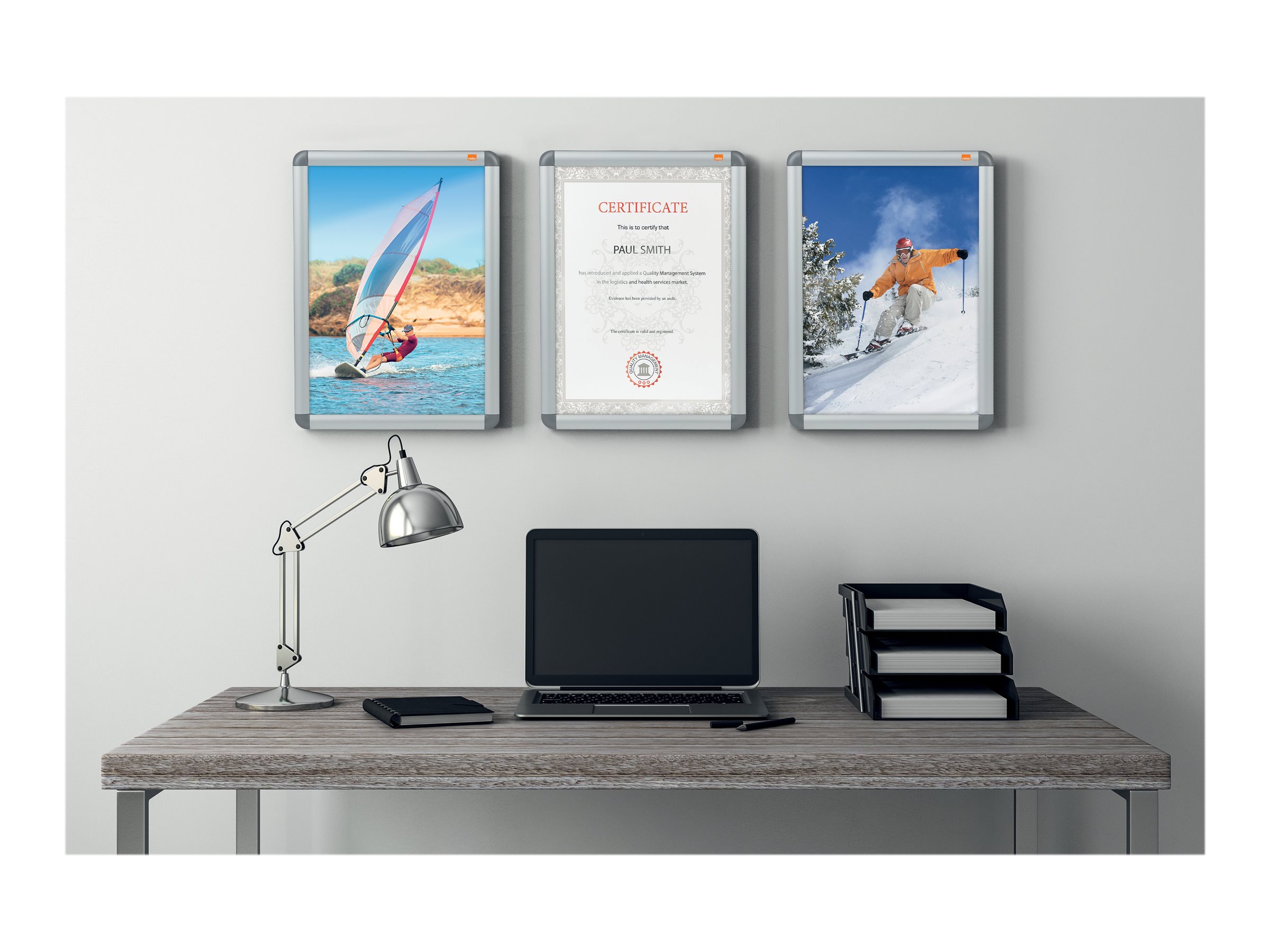 Nobo Plakatrahmen A2, 478 x 652 mm, Eloxiertes Aluminium, Silber