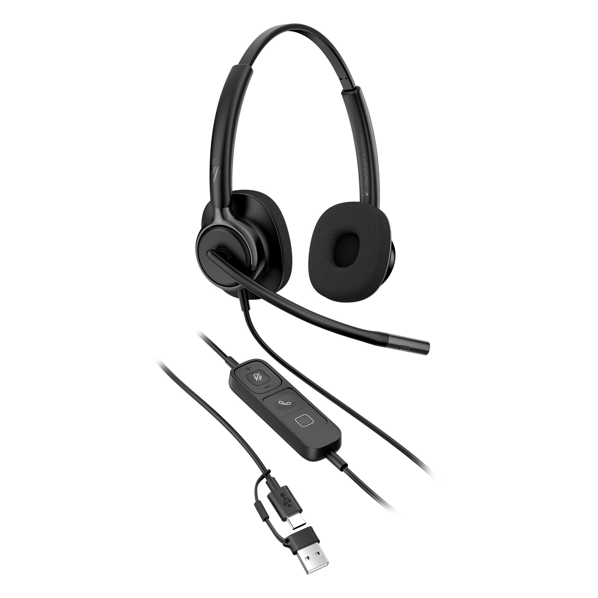 HP Poly Mission 415 On-Ear Headset USB-C/A ANC Schwarz