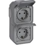 Legrand Plexo NEW APWG 069744L Schuko Steckdose IP44 grau 2fach senkr. 5 (069744L)