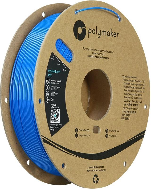 Polymaker PC02011 Filament PC Polycarbonat schlagfest hitzebeständig 1.75 mm 750 g Blau (PC02011)
