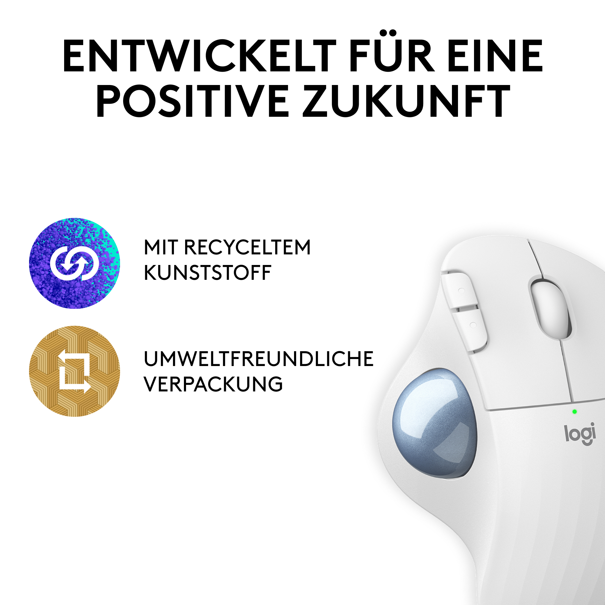 Logitech Ergo Series ERGO M575S Kabelloser Ergonomischer Trackball Bluetooth 2,4 GHz Off White