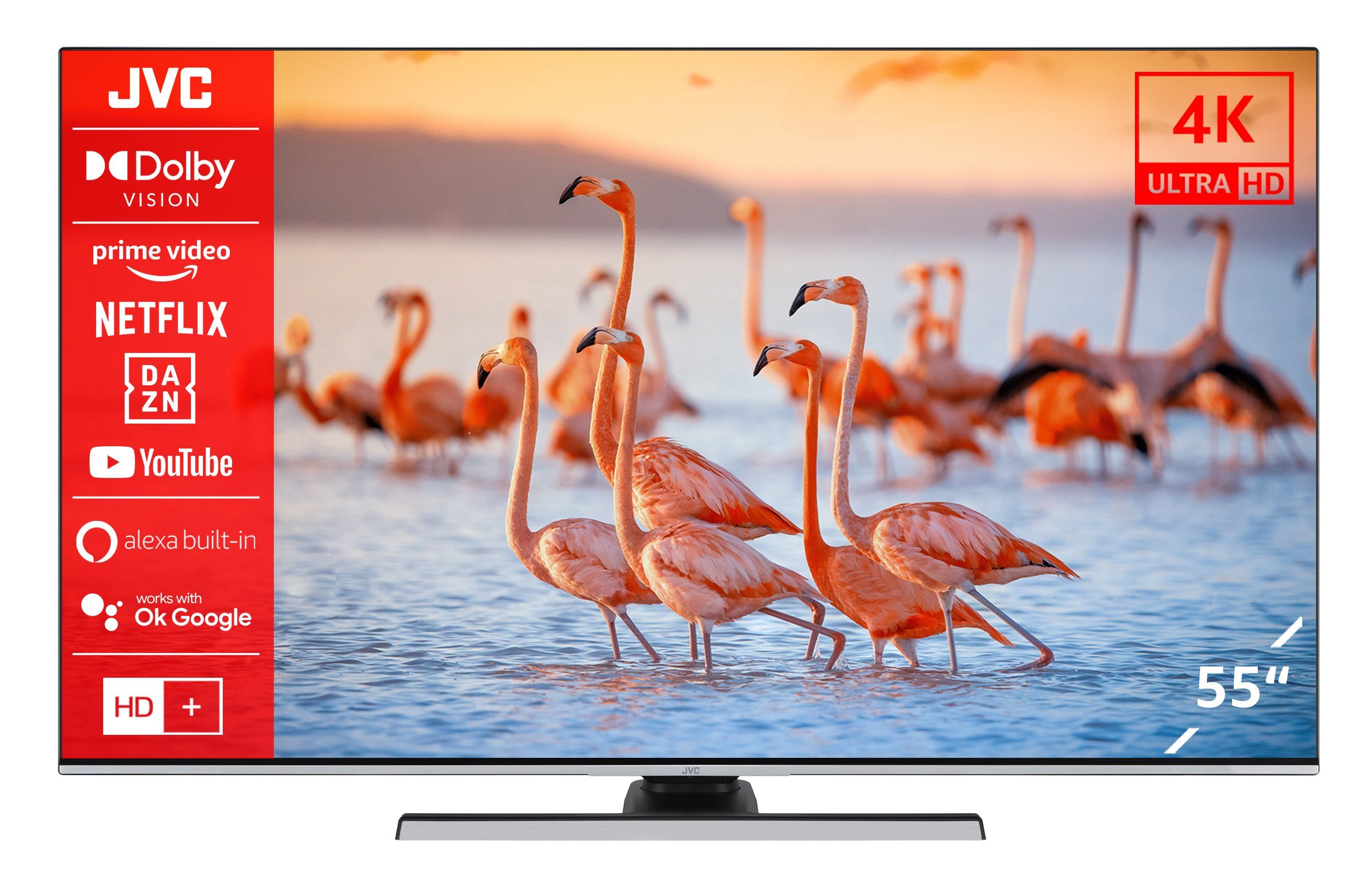 JVC LT-55VU8156 LCD-LED Fernseher (139 cm/55" , 4K Ultra HD, Smart TV, Smart TV, HDR Dolby Vision, Triple-Tuner, Alexa Built-In, Dolby Atmos [Energieklasse F] (829577)